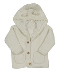 Bílý propínací podšitý svetr s kapucí George 