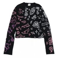 Černé žebrované crop triko s obrázky Zara