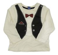 Smetanovo-černé triko s potiskem vesty DopoDopo 