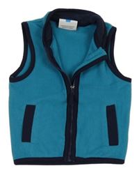 Tyrkysovo-tmavomodrá fleecová propínací vesta Topomini 