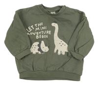 Zelenošedá oversize mikina s dinosaury H&M