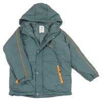 Zelenošedá šusťáková zimní bunda s nápisem Sinsay