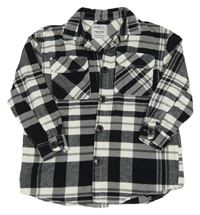 Černo-bílá kostkovaná flanelová košilová bunda Page one young