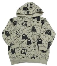 Béžová mikina s duchy a kapucí Tu