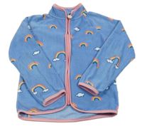 Modrá fleecová propínací mikina s duhami a růžovými lemy Tchibo