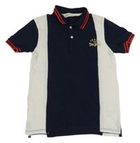 Tmavomodro-bílé pruhované polo tričko H&M