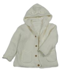 Smetanový vzorovaný propínací svetr s kapucí George