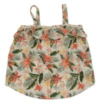 Bílý lehký halenkový top s květy a volnými rameny Name it