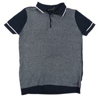 Tmavomodro-bílé vzorované polo tričko M&S
