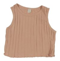 Světlerůžový žebrovaný crop top Shein