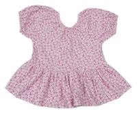Světlerůžová květovaná peplum halenka Dunnes