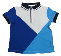 Modro-bílo-tmavomodré polo tričko Jacaidi