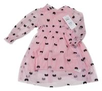 Nové - Světlerůžové síťované šaty s mašličkami So Cute