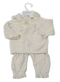 Nové - 2set - Smetanový vzorovaný svetr s límečkem + tepláky H&M