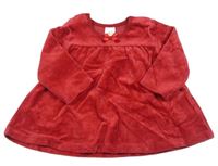 Červené puntíkaté sametové šaty s mašličkou H&M