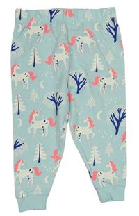 Světlemodré pyžamové kalhoty s jednorožci a stromečky M&S