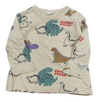 Světlebéžové triko s dinosaury H&M