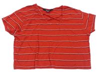 Červeno-černo-bílé pruhované crop tričko New Look