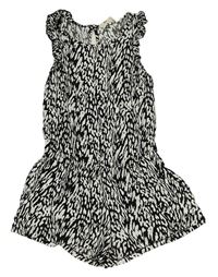 Černo-bílý vzorovaný kraťasový overal s volánky H&M
