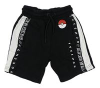 Černo-bílé teplákové kraťasy se znakem pokémonů a pruhem a nápisy George