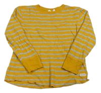 Hořčicovo-šedé pruhované melírované žebrované mikinotriko GAP 