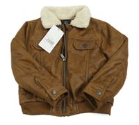 Nové - hnědý semišový zateplený bomber s huňatým límečkem Firetrap