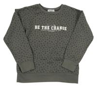 Tmavošedá vzorovaná mikina s nápisy PRIMARK