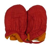 Červené prošívané šusťákové zateplené rukavice