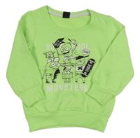 Křiklavě zelená mikina s příšerkami Kiki&Koko