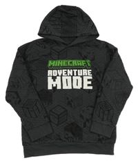 Tmavošedo-černá mikina s Minecraft a kapucí PRIMARK