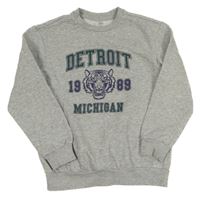 Šedá melírovaná mikina s tygrem a číslem a nápisy L&D