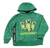 Zelená skvrnitá mikina s Minecraft a pruhem a kapucí George