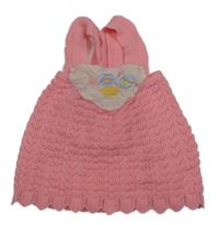 Růžovo-bílé vzorované pletené šaty s květy 