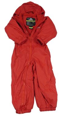 Červená šusťáková funkční jarní kombinéza s kapucí TRESPASS