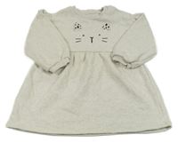 Světlešedé melírované teplákové šaty s kočičkou F&F