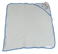 Nové - bílo-modrá zavinovací deka s kapucí se štěňátky a stromečky KRIS X KIDS