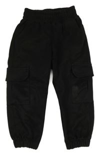 Černé cargo cuff kalhoty 