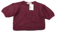 Nové - vínový chlupatý crop svetr H&M