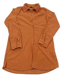 Cihlové manšestrové propínací košilové šaty KIDS