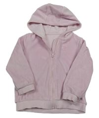 Světlerůžová plyšová propínací mikina se srdíčky a kapucí F&F