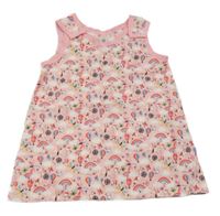 Světlerůžové plátěné šaty s obrázky 