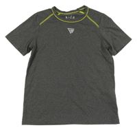 Tmavošedé melírované sportovní funkční tričko se znakem Tchibo