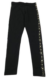 Černé teplákové legíny se zlatými hvězdičkami C&A