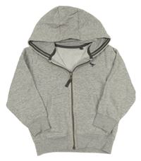 Šedá melírovaná propínací mikina s dinosaurem a kapucí Next