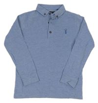 Modré melírované mikinotriko s výšivkou a límečkem Next