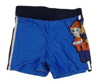 Modro-tmavomodré vzorované nohavičkové plavky s PAW PATROL a pruhy nickelodeon