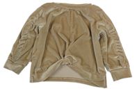 Světlehnědá lesklá sametová mikina s volánky a překřížením SHEIN