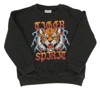 Černá mikina s tygrem a nápisy YOUNG IDOLS
