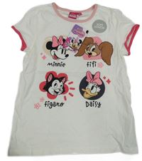 Nové - bílo-růžové tričko s Minnie s kamarády Disney
