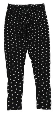 Černé legíny s bílými srdíčky PRIMARK